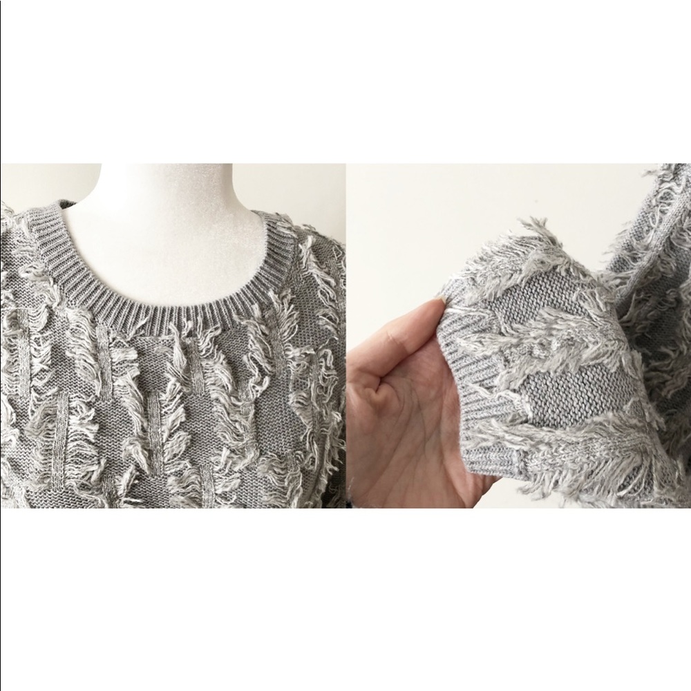 Vince Camuto | Grey Fringe Crewneck Sweater *NWT* - Picture 5 of 8